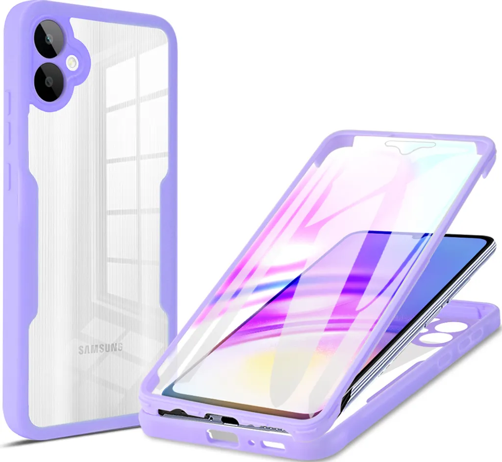 Custodia per Samsung Galaxy A05, custodia protettiva a 360° con protezione dello schermo Viola