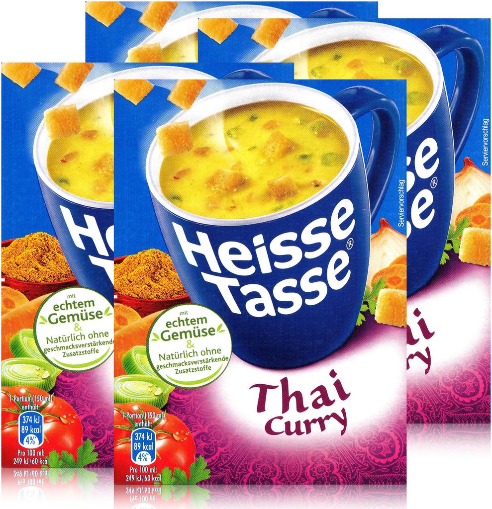 Heisse Tasse Thai Curry mit Croûtons 3 Beutel á 19,2g (4er Pack)