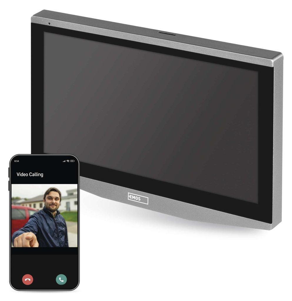 EMOS GoSmart Zusatz-Monitor IP-750B zur Video-Türsprechanlage IP-750A (H4020), Touchscreen-Bildschirm mit 7'' LCD-Farbdisplay, H4021