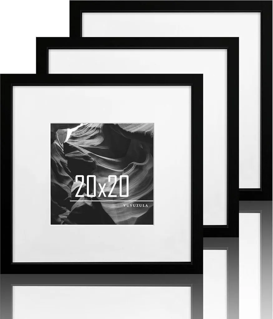 VUVUZULA cornice 20x20cm in legno nero set di 3 portafoto passe-partout