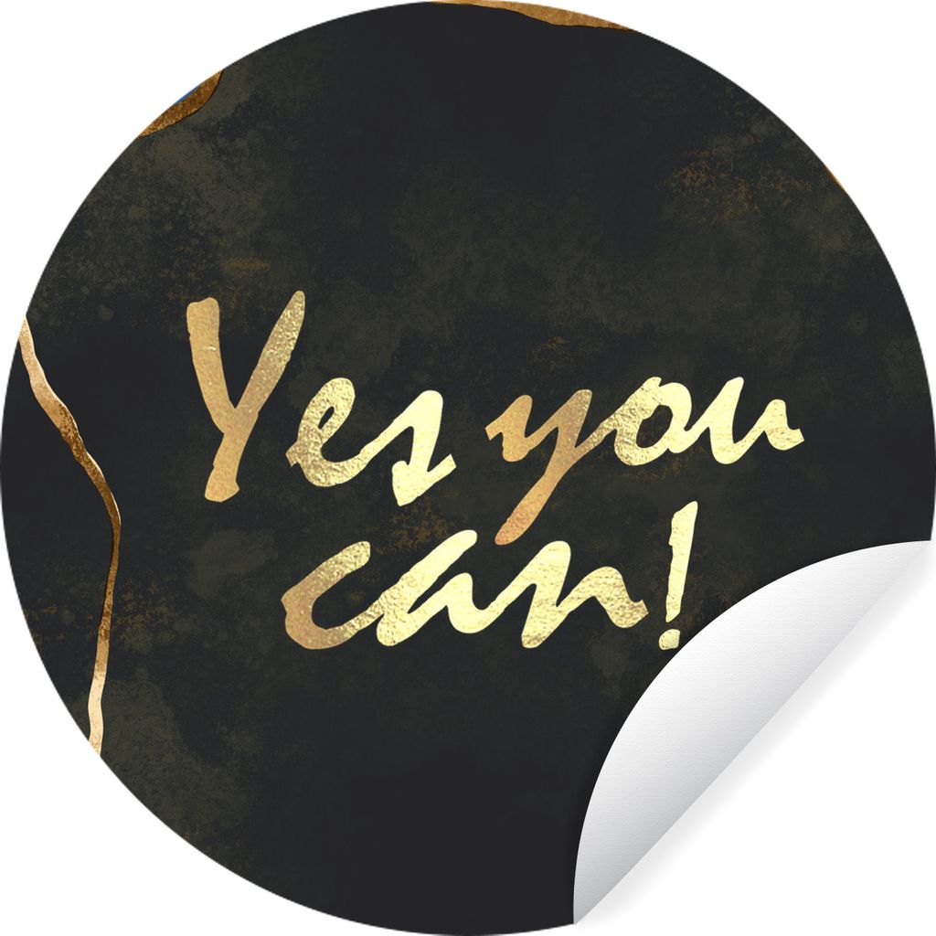 MuchoWow Runde Wandtattoo - Wandsticker Tapete Aufkleber Zitate - Motivation - Gold - Braun Ø 100 cm Selbstklebend und Repositionierbar - Wandau...