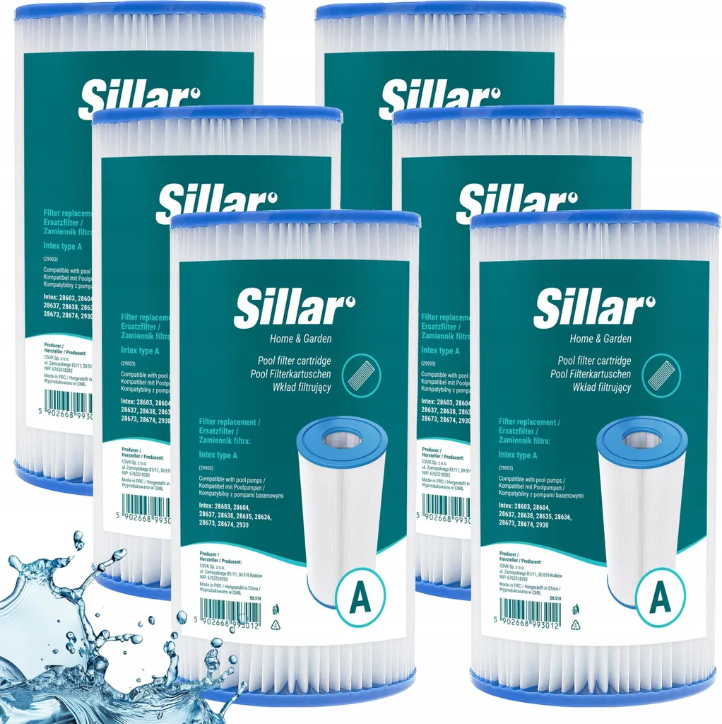 Filtro Piscina Sillar Tipo A C III | Ricambio Compatibile Intex Bestway 6 pz
