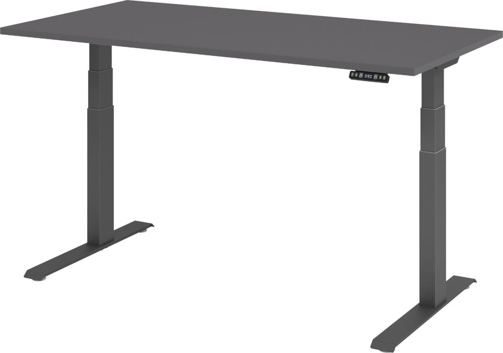 bümö Schreibtisch elektrisch XDKB - Größe: 160 x 80 cm, Nachbildung: Graphit, Gestell: Graphit