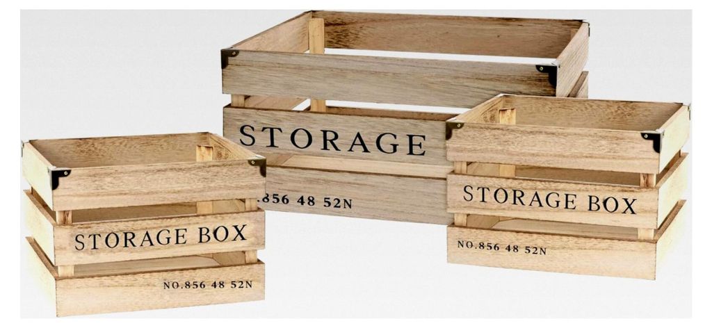 Holzkisten zur Dekoration - Vintage Cargo Design - Aufbewahrungskiste - 3er Set