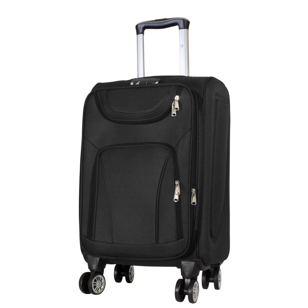 Nylon Handgepäck Reisekoffer Maribor schwarz Trolley 4 Rollen leicht Weichgepäck Größe S