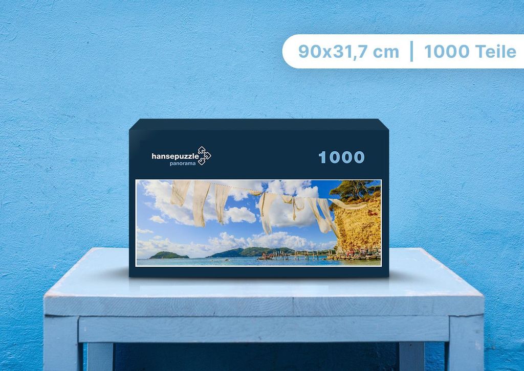hansepuzzle 98574 - Sommer am Meer Puzzle, 1050 Teile, Natur, 60,0 x 46,0cm mit hochwertiger Aufbewahrung, Kartonbox und wiederverschließbarem Beutel