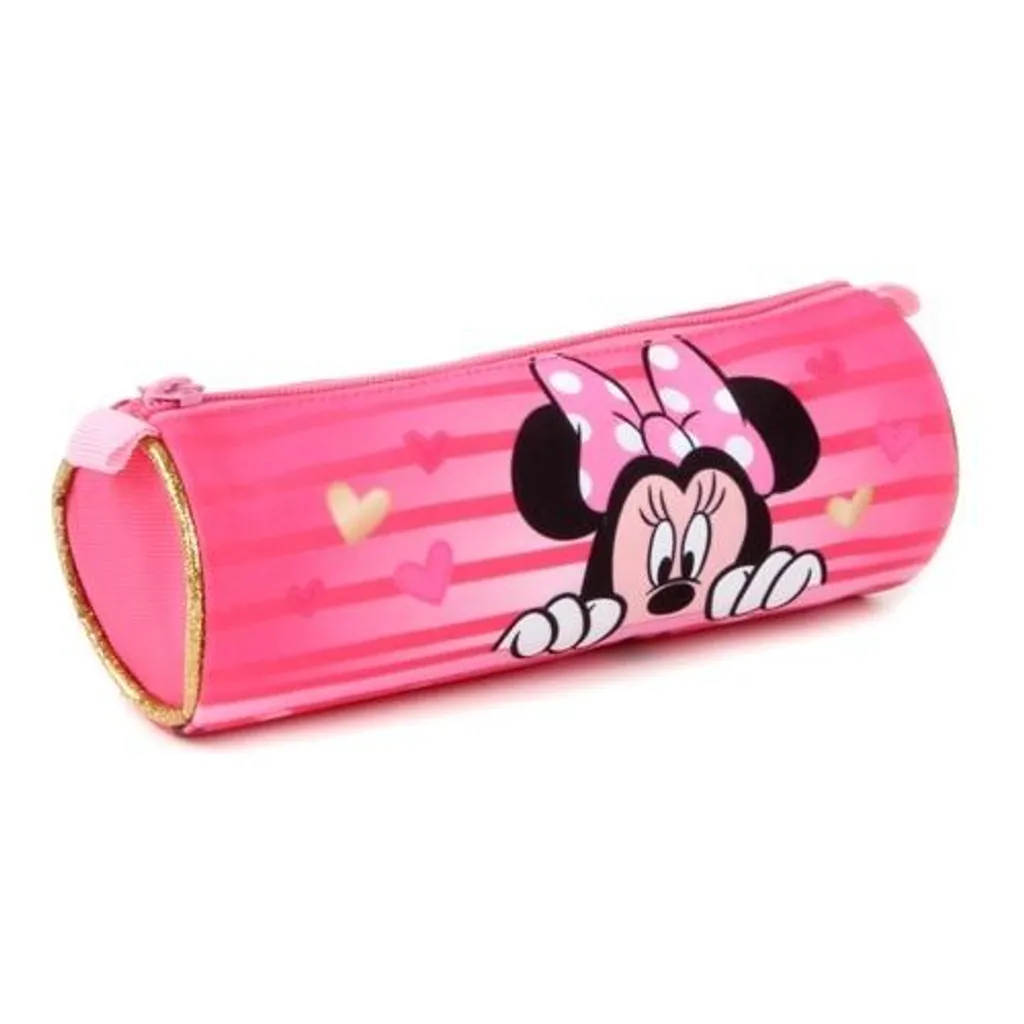 Pochette Minnie Mouse rose en toile lavable pour maquillage et stylos