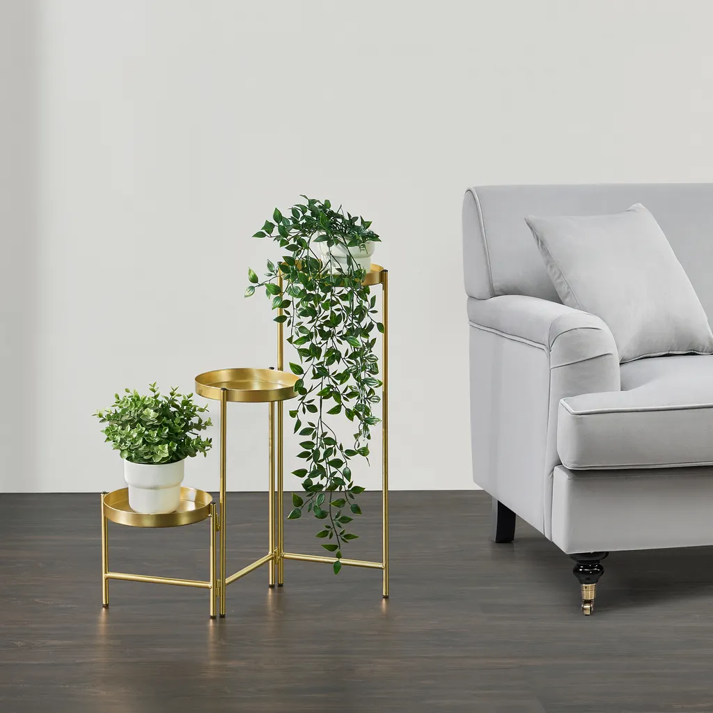 Support fleurs pliable Kallo 3 bacs métal laiton design modulable