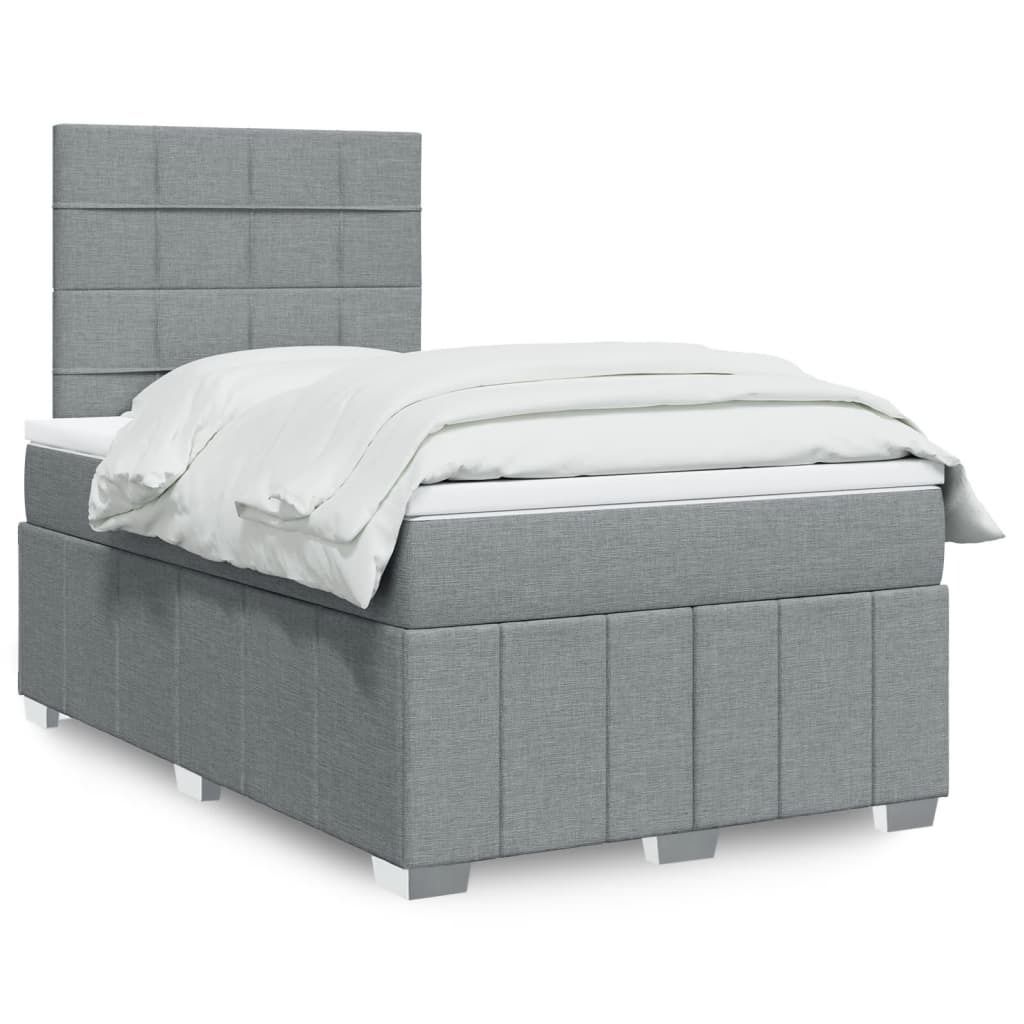 Hochwertig Boxspringbett mit Matratze Hellgrau 120x190 cm Stoff 3291607