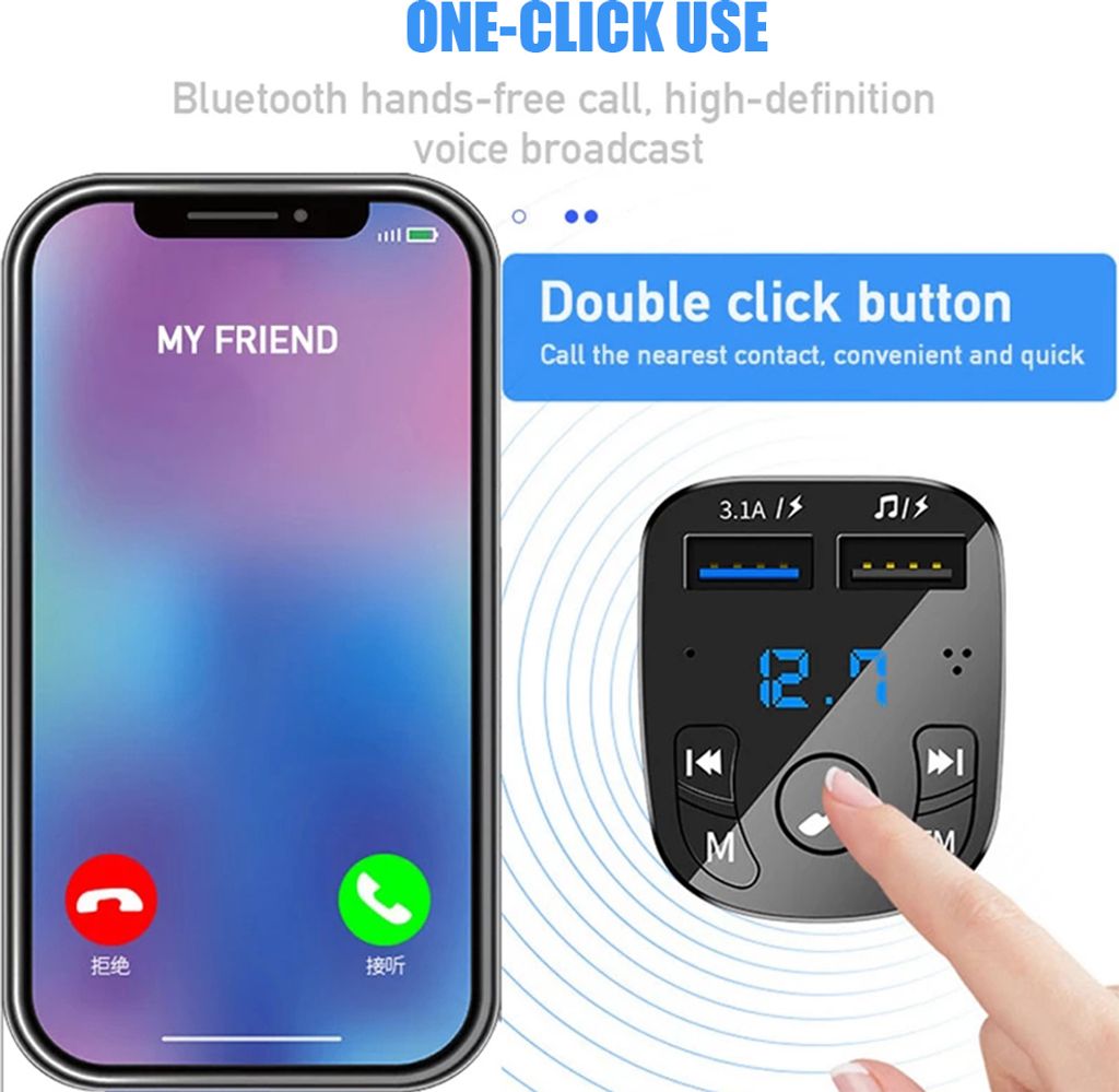 Auto Bluetooth FM Transmitter, Blaue Umgebende Leuchte Produktbild 7
