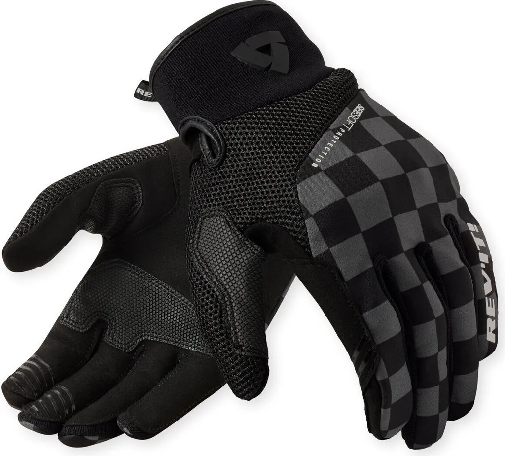 Gants moto Revit Surge Chess Noir Gris 2XL - Gants Cuir et Textile Mixte