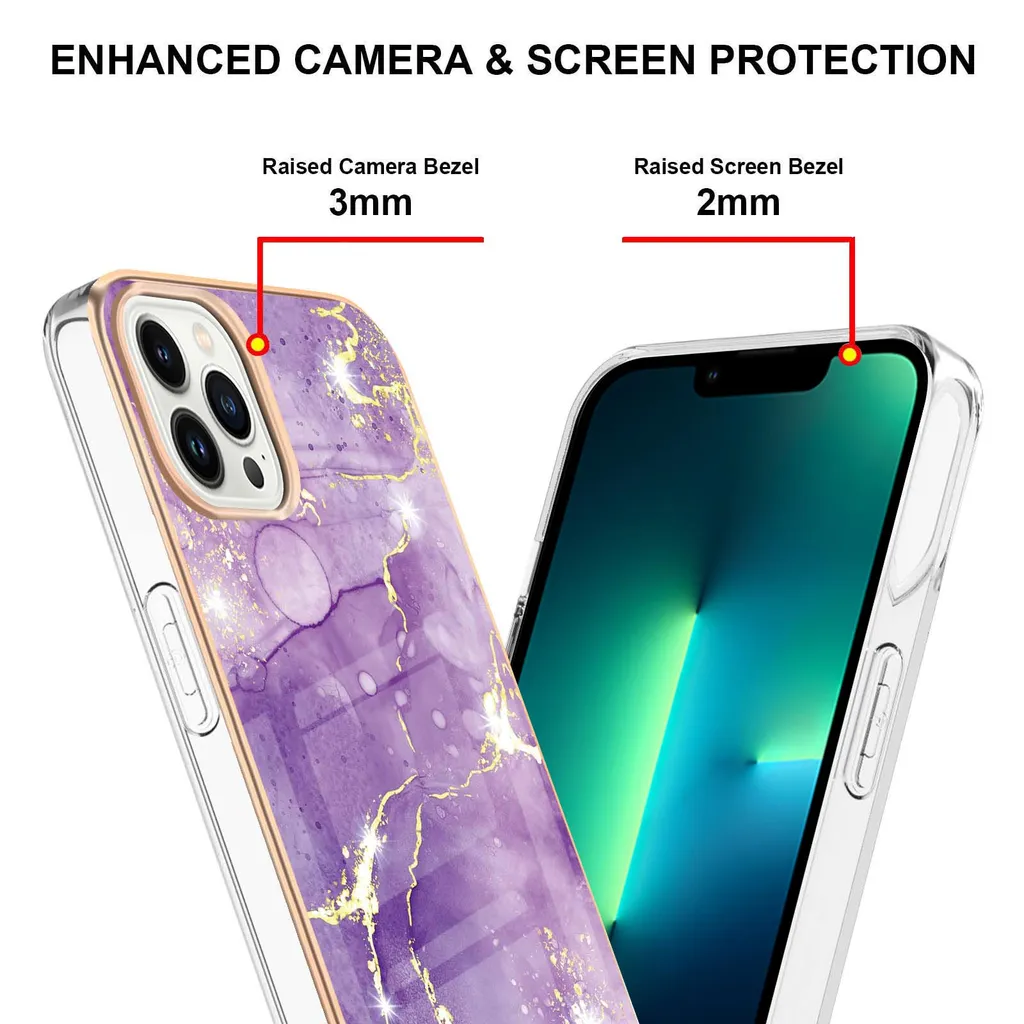 SharkProten Custodia per iPhone 13 Custodia del telefono cellulare Copertura TPU PC sottile antiurto antigraffio Custodia trasparente del telefono cellulare, Colore Viola