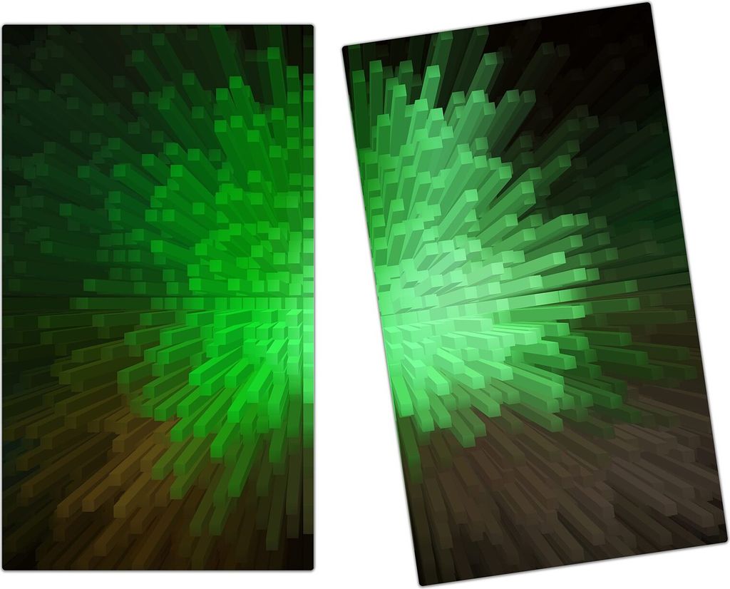Spritzschutz Herdabdeckplatte Schneidebrett aus Glas 3D Blöcke Grün 2-Teilig (60x52cm)