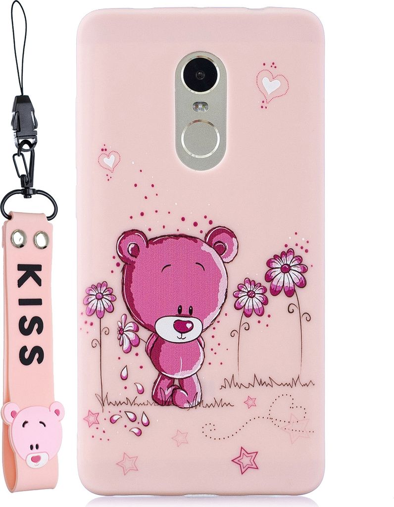 Für Redmi Note 4X/NOTE 4 Cartoon Lovely Coloured Painted Soft TPU Rückendeckung rutschfest Full Protective Case mit Lanyard Light Pin