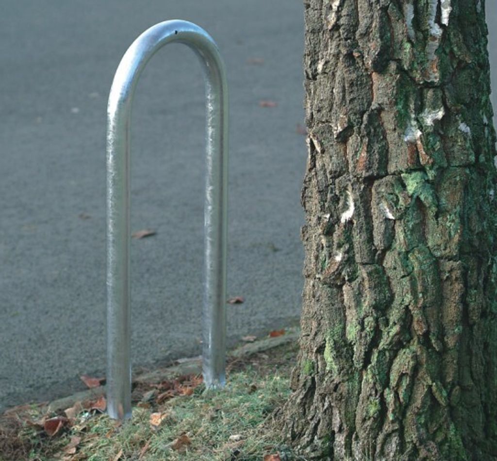 Stand- und Schutzbügel Ø 48 mm, mit Querholm, Breite 350 mm, gelb/schwarz