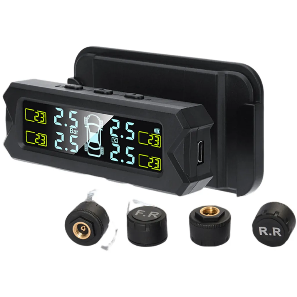 Contrôleur de Pression de Pneus Solaire TPMS avec 4 Capteurs Externes