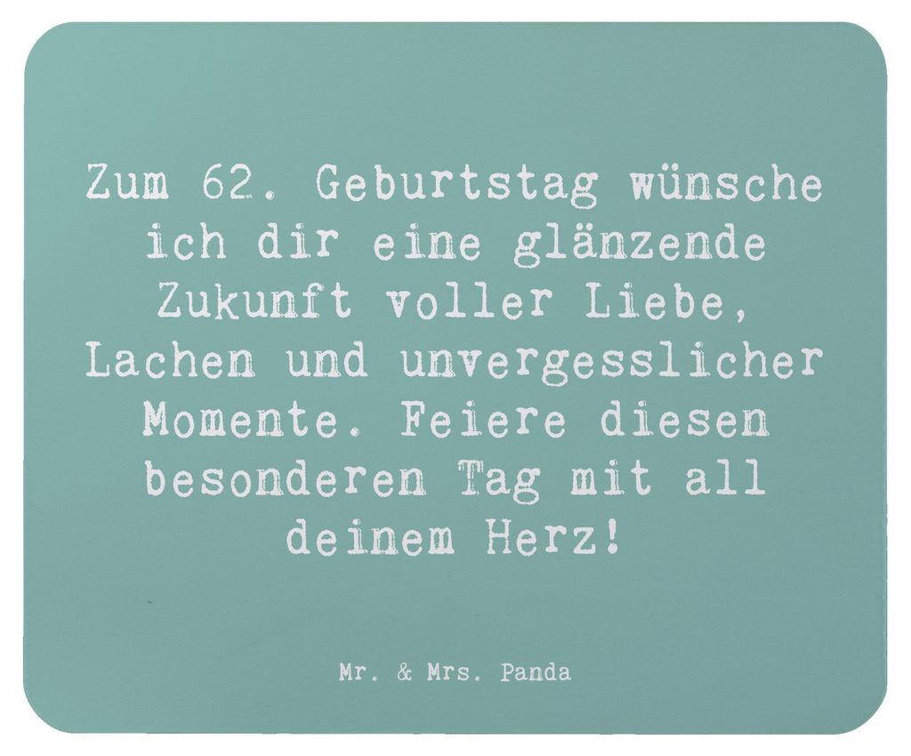 Mr. & Mrs. Panda Mousepad Spruch 62. Geburtstag Glänzende Zukunft - Meeresbrise - Geschenk, Dekoartikel, Mauspad, Erfahrung, handgefertigt, Alter,...