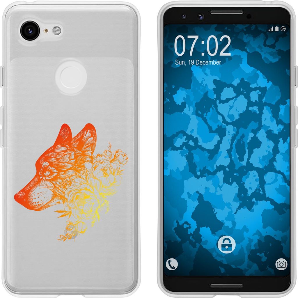 PhoneNatic Case kompatibel mit Google Pixel 3 Silikon-Hülle Floral Wolf M3-2