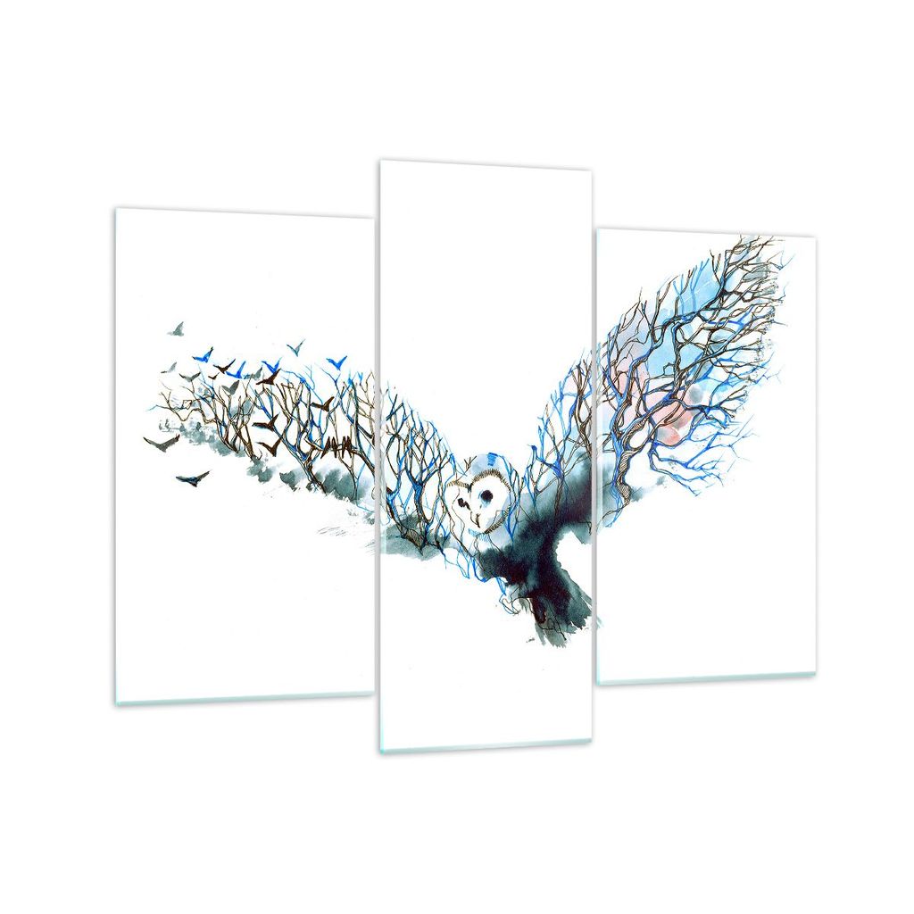 Bilder auf glas - Eule wild Wald Flug - 130x100cm - Glasbilder - Wandbilder - Kunstdruck - zum Aufhängen bereit - Wanddekoration aus Glas - Glas B...