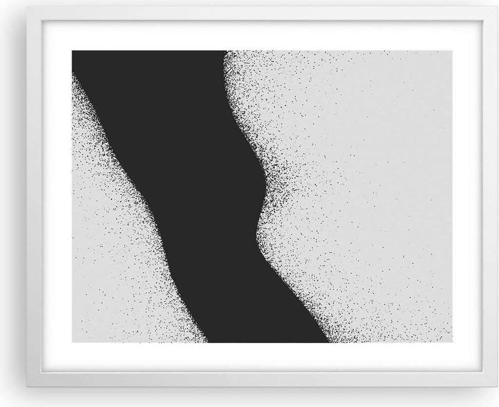 Gerahmtes Poster - Weißer Rahmen - Schwarz Staub Weiß - 50x40 cm - Wand Bild - Wanddeko - Wandbilder - Kunstposter - Wandposter - Bilderrahmen - ...