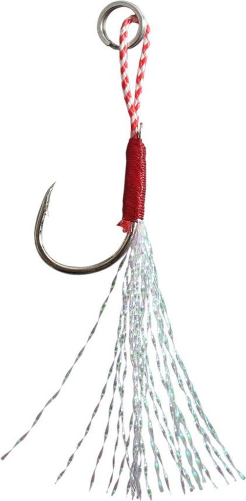 Slow Jigging Angelhaken Assist Hook Widerhaken Einzelhaken Jig Hooks Thread Feather High Carbon Steel 10 Stück/Lot