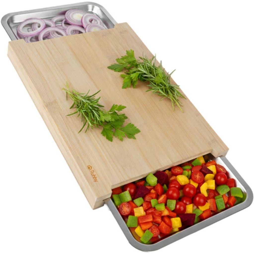 Ruhhy 25707 Holzschneidebrett mit ausziehbaren Schalen, 40 Produktbild 