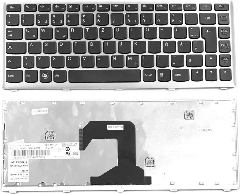 Clavier allemand AZERTY pour Lenovo IdeaPad U410 MAH6WGE noir