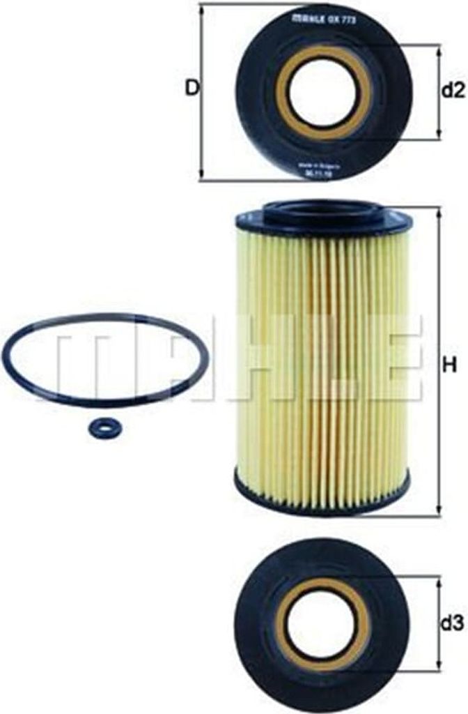 Ölfilter MAHLE OX 773D Filtereinsatz für OPEL Vivaro A Kastenwagen (X83) für FORD Focus II Limousine (DB, FCH, DH) für HYUNDAI ix55 für KIA f...
