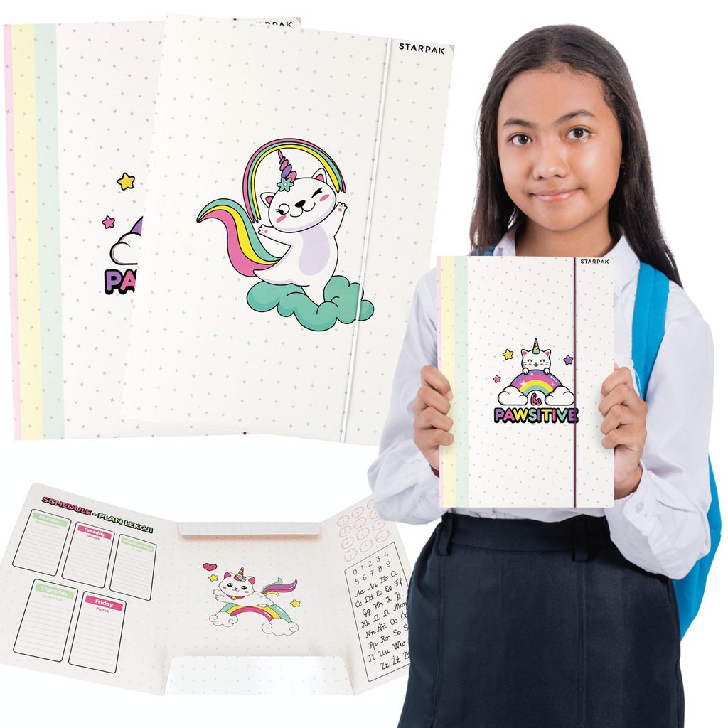 Catcorn LAMINIERTE Schulmappe A4 mit Gummiband, LEHRMITTEL: Einmaleins STARPAK