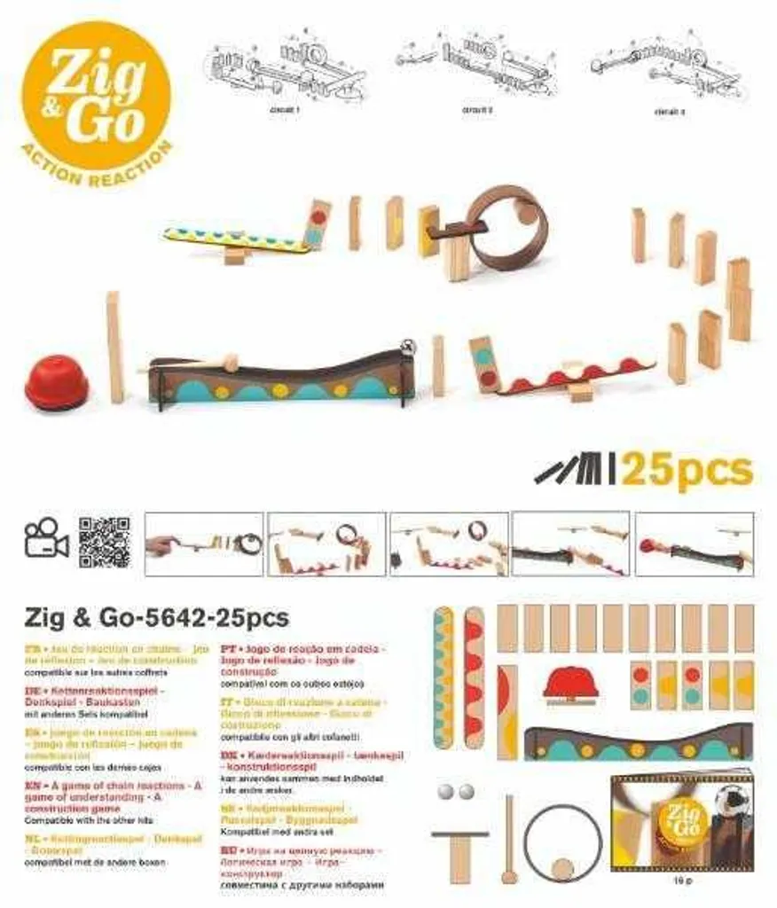 Set de construction Zig & Go Dring Djeco 25 pièces - Circuit Action
