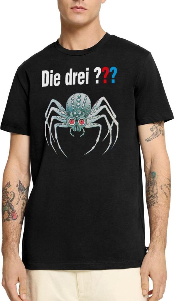 Spreadshirt Die Drei Fragezeichen und die silberne Spinne Männer Premium T-Shirt, XL, Schwarz
