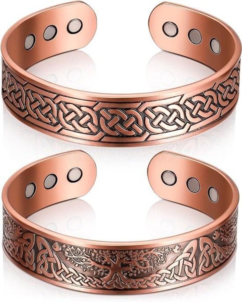 Allecto Plus – Magnetarmbänder aus Kupfer mit Baum- und keltischem Design – 3500 Gauß – Verstellbar – 9 Magnete – Für Damen und Herren...