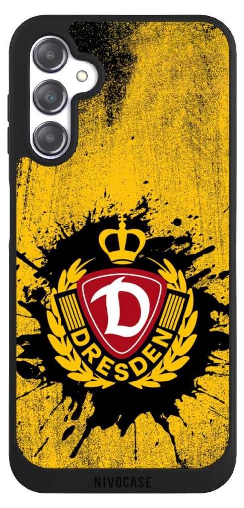 NIVOCASE Handyhülle für Samsung Galaxy A14 5G Hülle NIVOpure Case Schwarz Fußball Offizielles Lizenzprodukt SG Dynamo Dresden