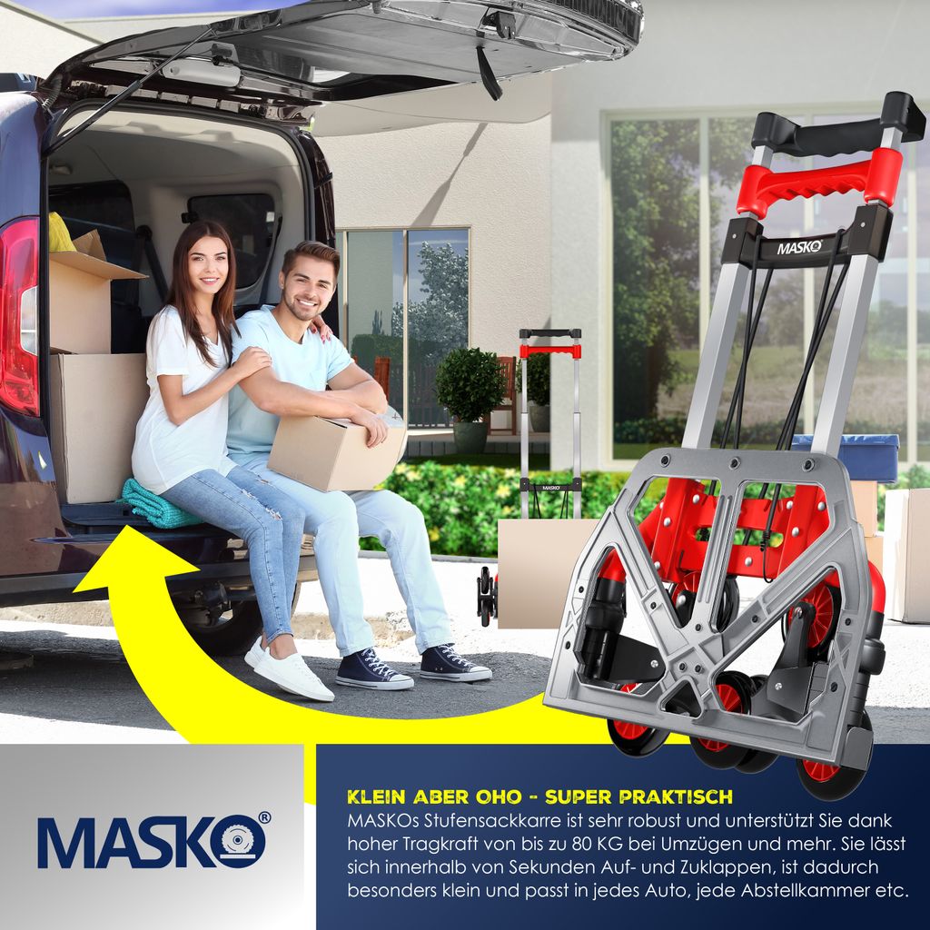 MASKO® Stufen-Sackkarre Treppenkarre Klappbar 80 kg Produktbild 4