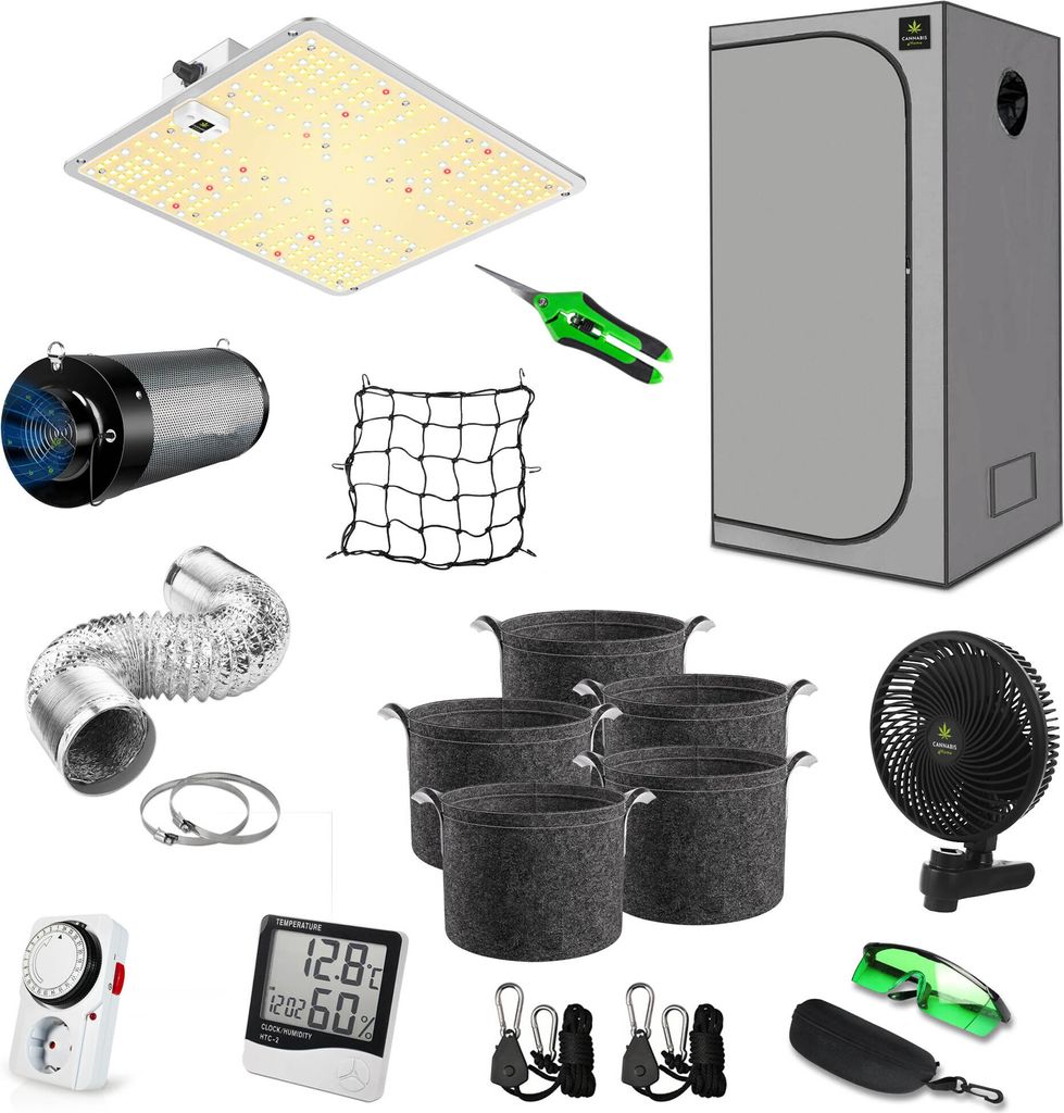 Canna4Home GrowBox Komplettset 60 x 60 x 180 cm grau Anbau Produktbild 
