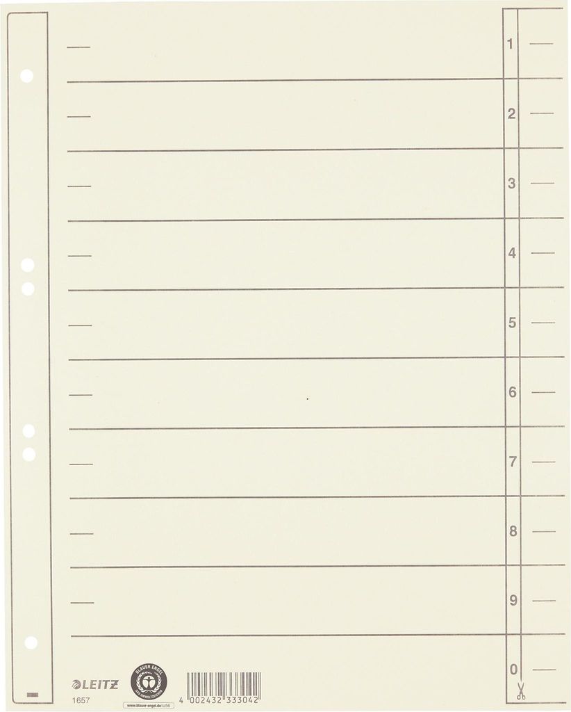 Leitz Trennblatt 16570011 A4 200g Karton chamois 100 Produktbild 