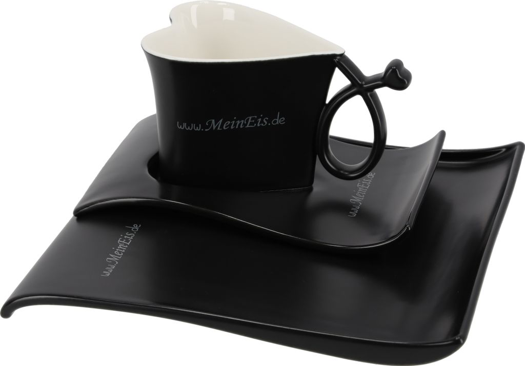 TIBU Tasse und Untertasse Set Herzform Beige Keramik Kuchenteller Dessertteller Kaffee Tee kreatives Geschenk Valentinstag Geburtstag (200ml)