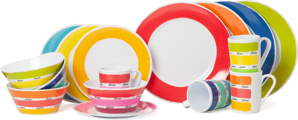 Colour Set aus Melamin, Mehrfarbig, 16-teilig Camping BPA Produktbild 