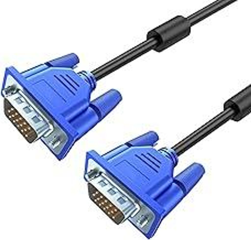VGA-auf-VGA-Kabel 1.8m mit 15-Poligem Stecker VGA Monitorkabel Stecker auf Stecker Basics Adapterkabel für Computer Monitor Laptop Projektoren HDT...