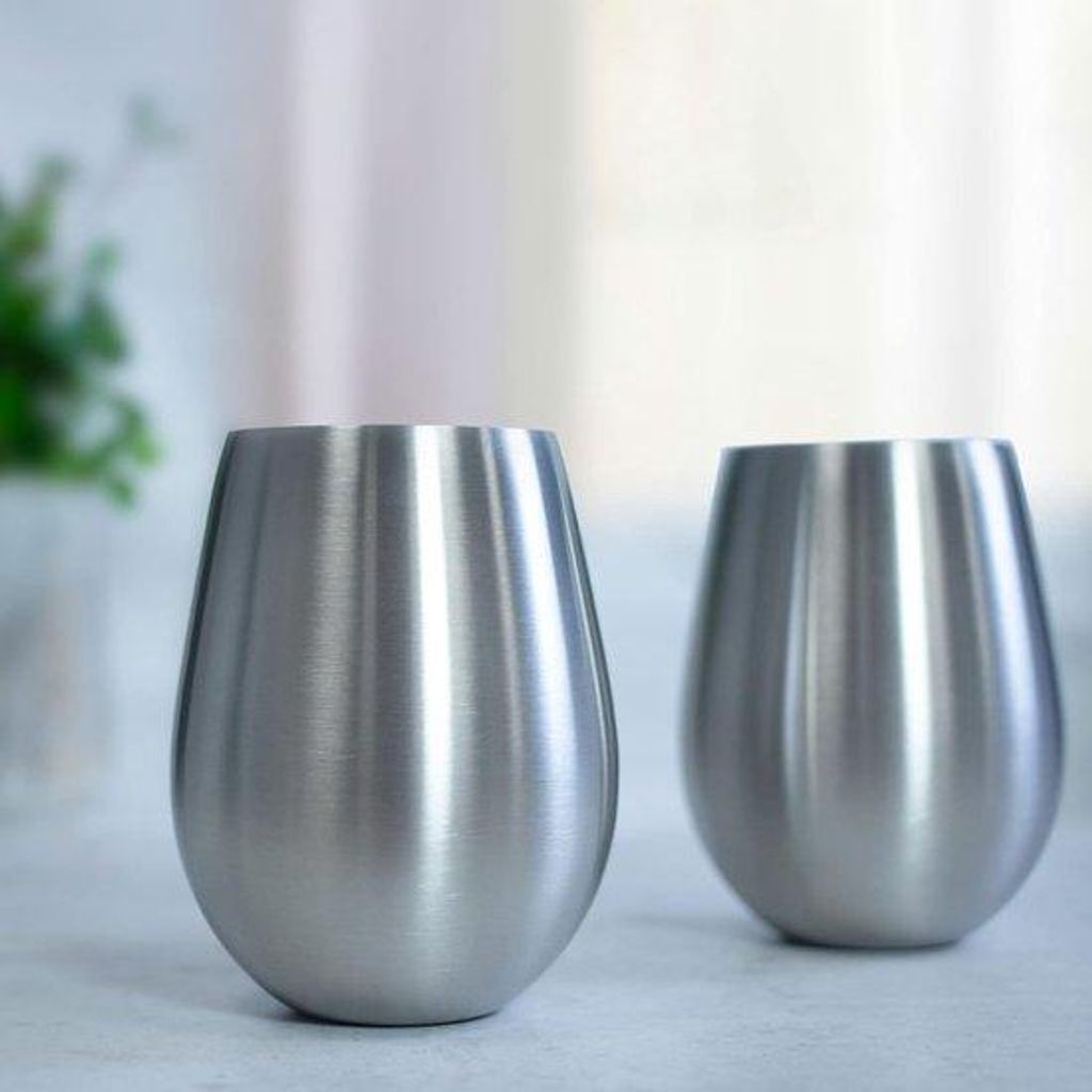 Zwei Stahlwijnbecher 304 - Reisebecher 500 ml ohne Deckel - Stahlmug BPA-frei (2 Stück - 500 ml matt)