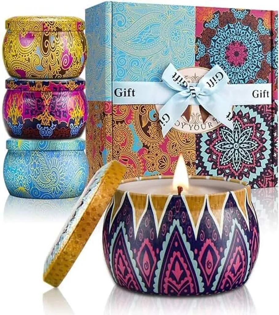 Set 4 Candele in Latta per Aromaterapia | Regalo Festa della Mamma