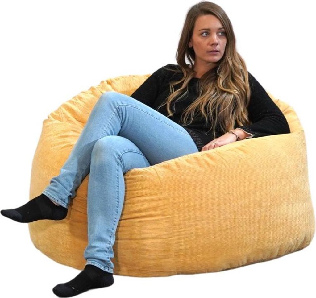 Sitzsack-Sessel XXL aus Cord 100 cm, Gelb