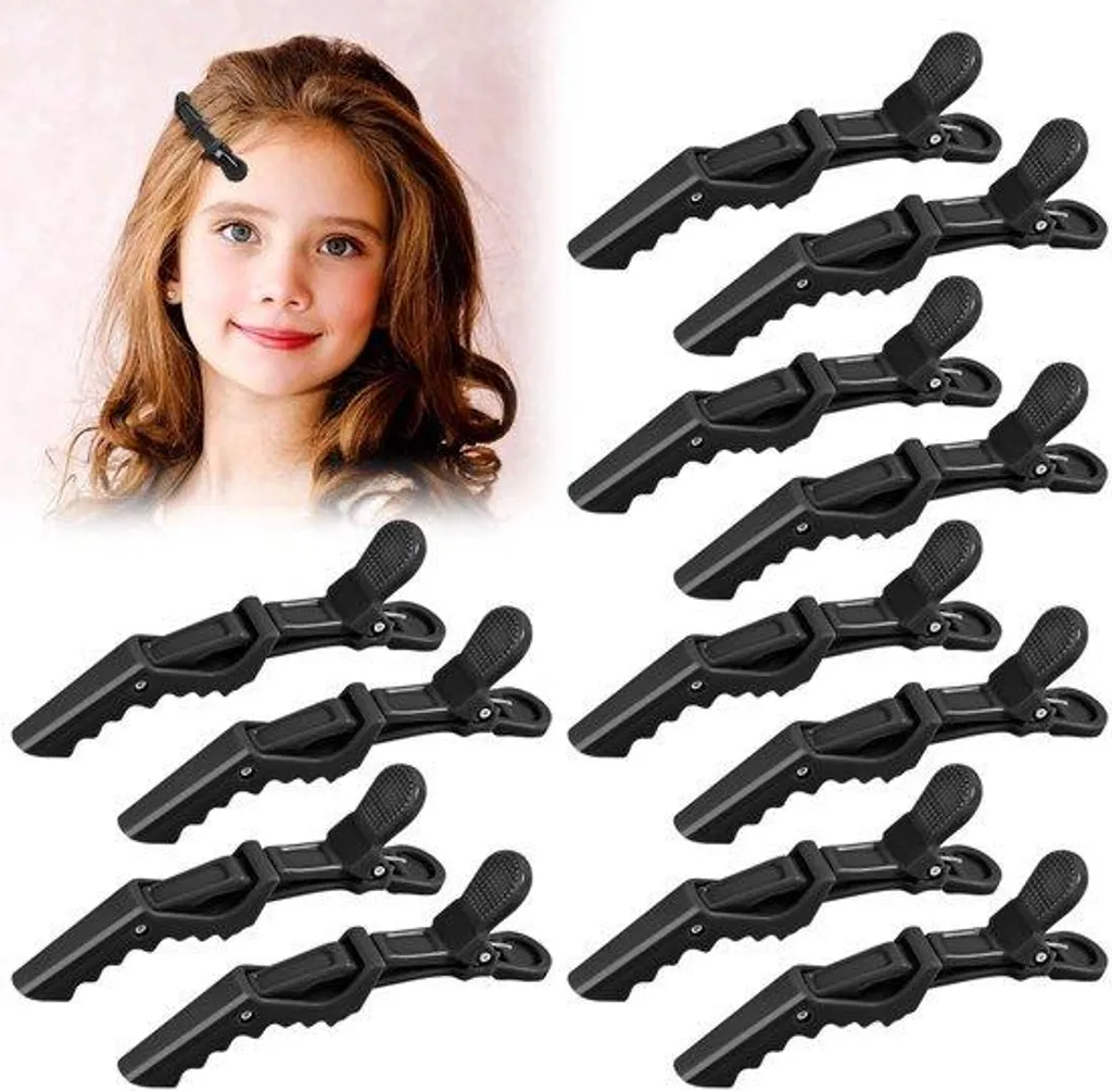 Pinces à cheveux épaisses anti-glissement grandes barrettes noires 12x