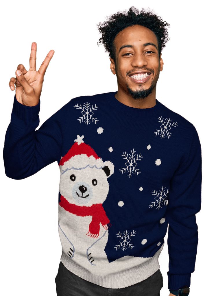 Winterpullover - Eisbär Herren Winter Strick Pullover Sweatshirt Ugly Sweater für Herren Blau L