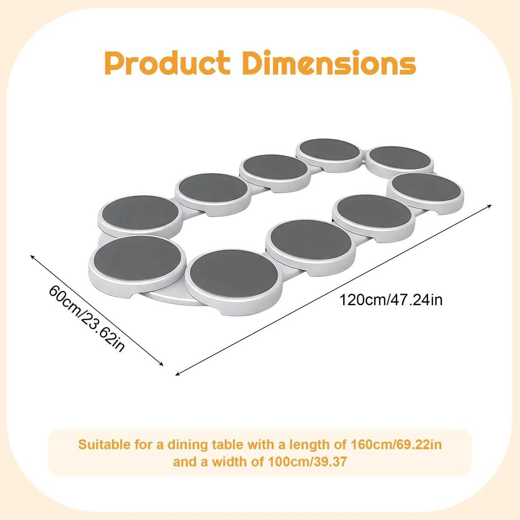 Drehteller Servierplatte - Lazy Susan - Oval aus Kunststoff - Set mit 10 Tellern - Für Esstisch, Küche und Party