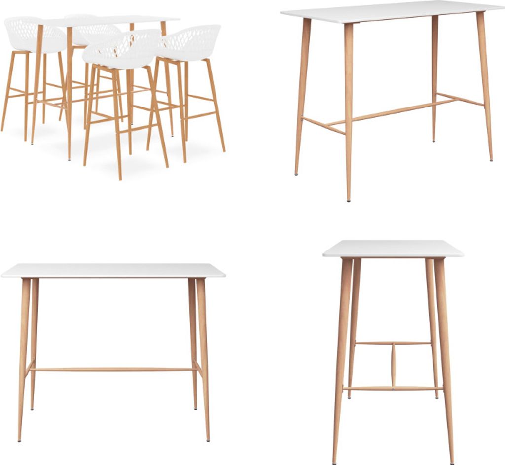 vidaXL 5 tlg. Bar Set Weiß - Bar-Set - Bar-Sets - Bartisch Mit Barhocker - Bartische Mit Barhocker