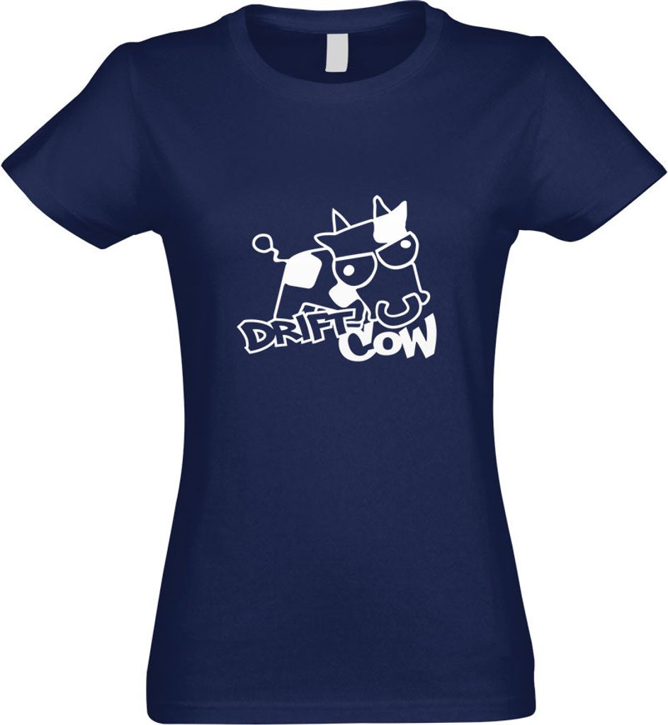Kiwistar - T-Shirt tailliert - Damen - Navy - Drift Cow sauer böse Kuh - mit Motiv Bedruckt - Funshirt Design - Sport - Freizeit - Damen - L