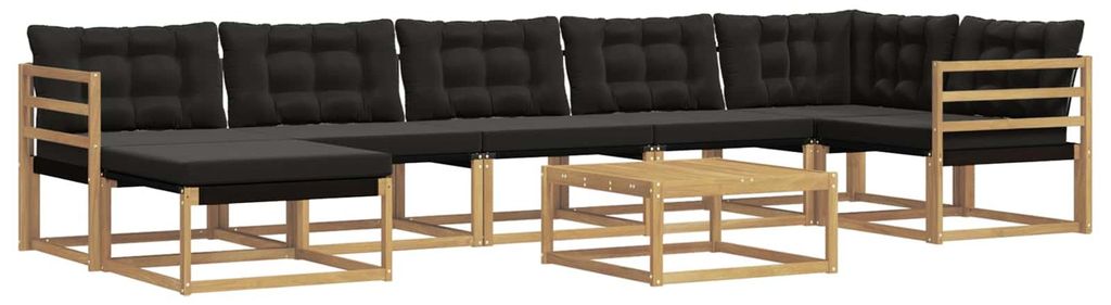 vidaXL Outdoor-Sofagarnitur 8 pcs Weiß und Schwarz Massivholz Akazie