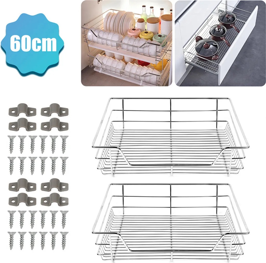 EINFEBEN 6x Cestino Estraibile 60cm | Cassetto Telescopico Cucina 20kg