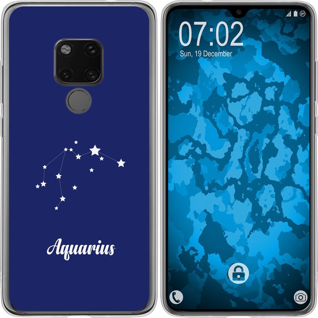 PhoneNatic Case kompatibel mit Huawei Mate 20 Silikon-Hülle SternzeichenAquarius M10